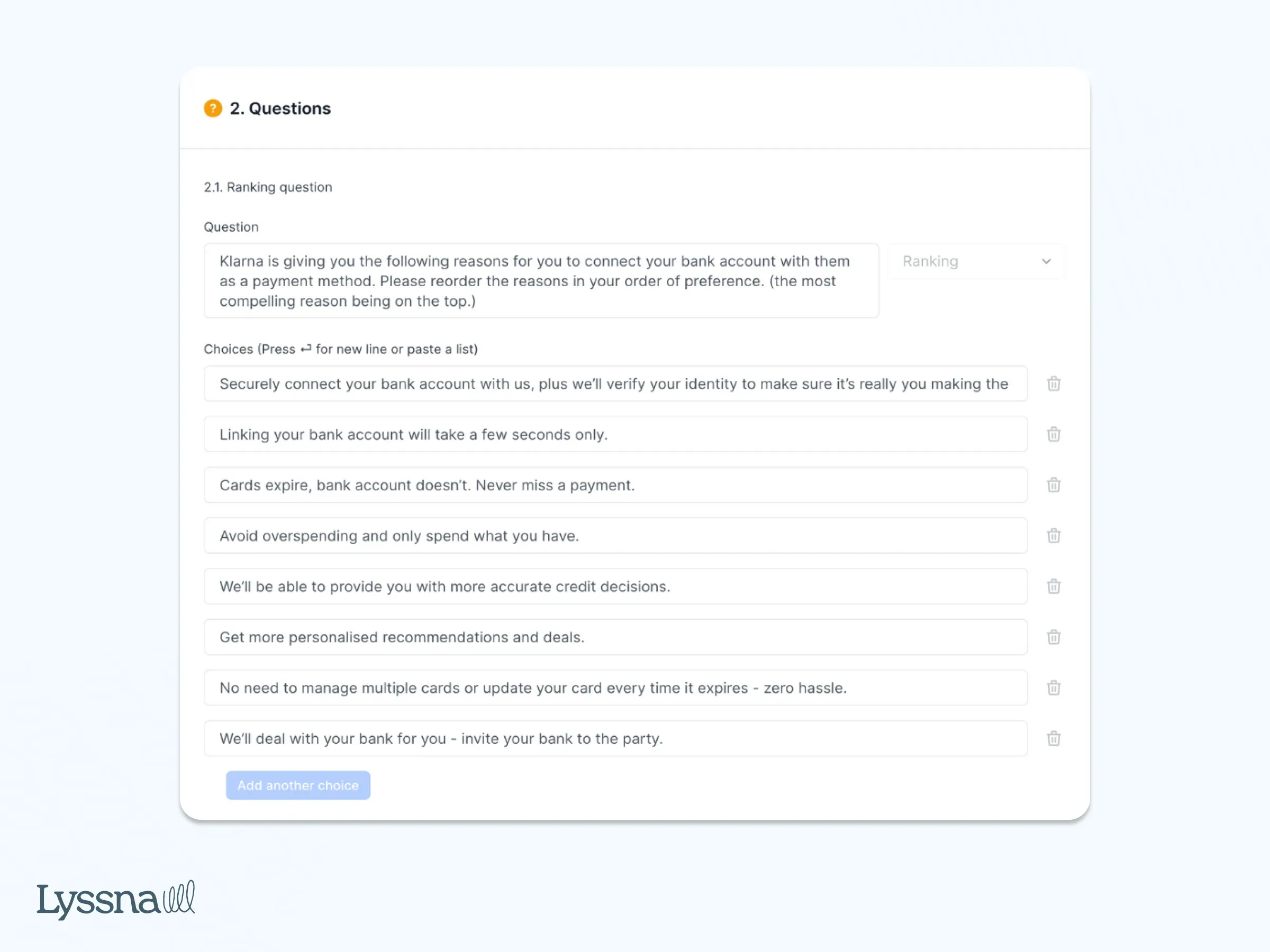 ux-research-examples-usability-testing-guide-klarna-questions-survey-example.webp